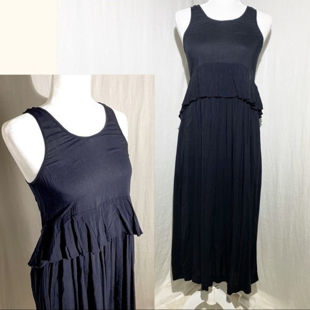 BCBGeneration Black Peplum Maxi Dress, XS